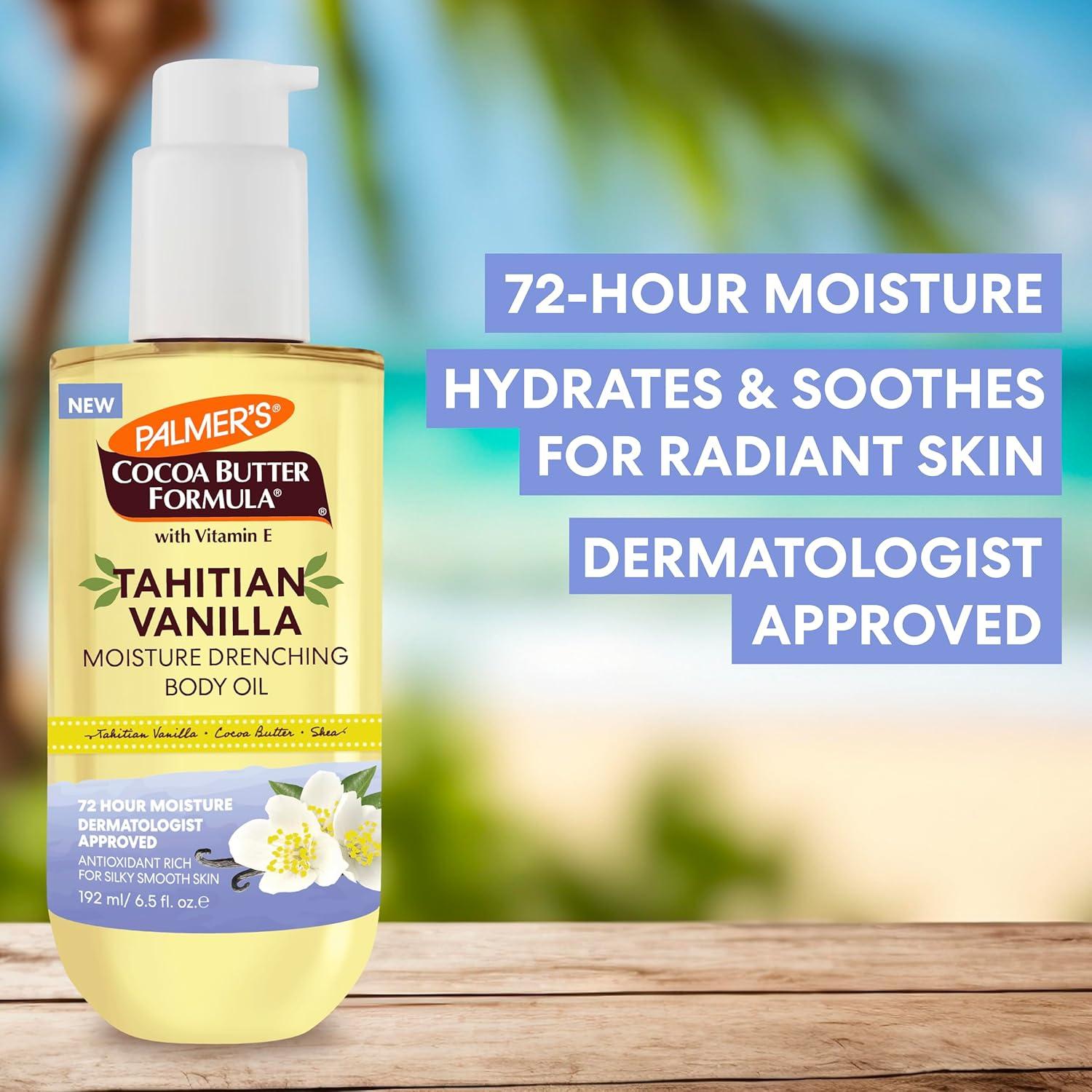 Palmer’s Cocoa Butter Formula Body Oil, Moisture Drenching Tahitian Vanilla, 6.5 Oz, 72Hr Hydration with Shea Butter & Vitamin E for Softer Skin, Protects & Soothes Dryness, Dermatologist Approved - view 3