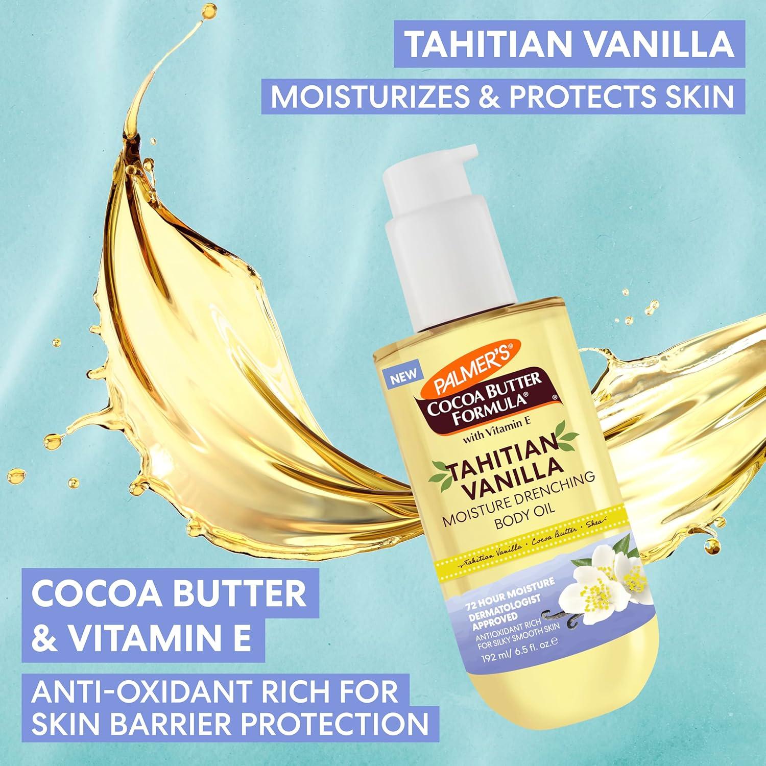 Palmer’s Cocoa Butter Formula Body Oil, Moisture Drenching Tahitian Vanilla, 6.5 Oz, 72Hr Hydration with Shea Butter & Vitamin E for Softer Skin, Protects & Soothes Dryness, Dermatologist Approved - view 5
