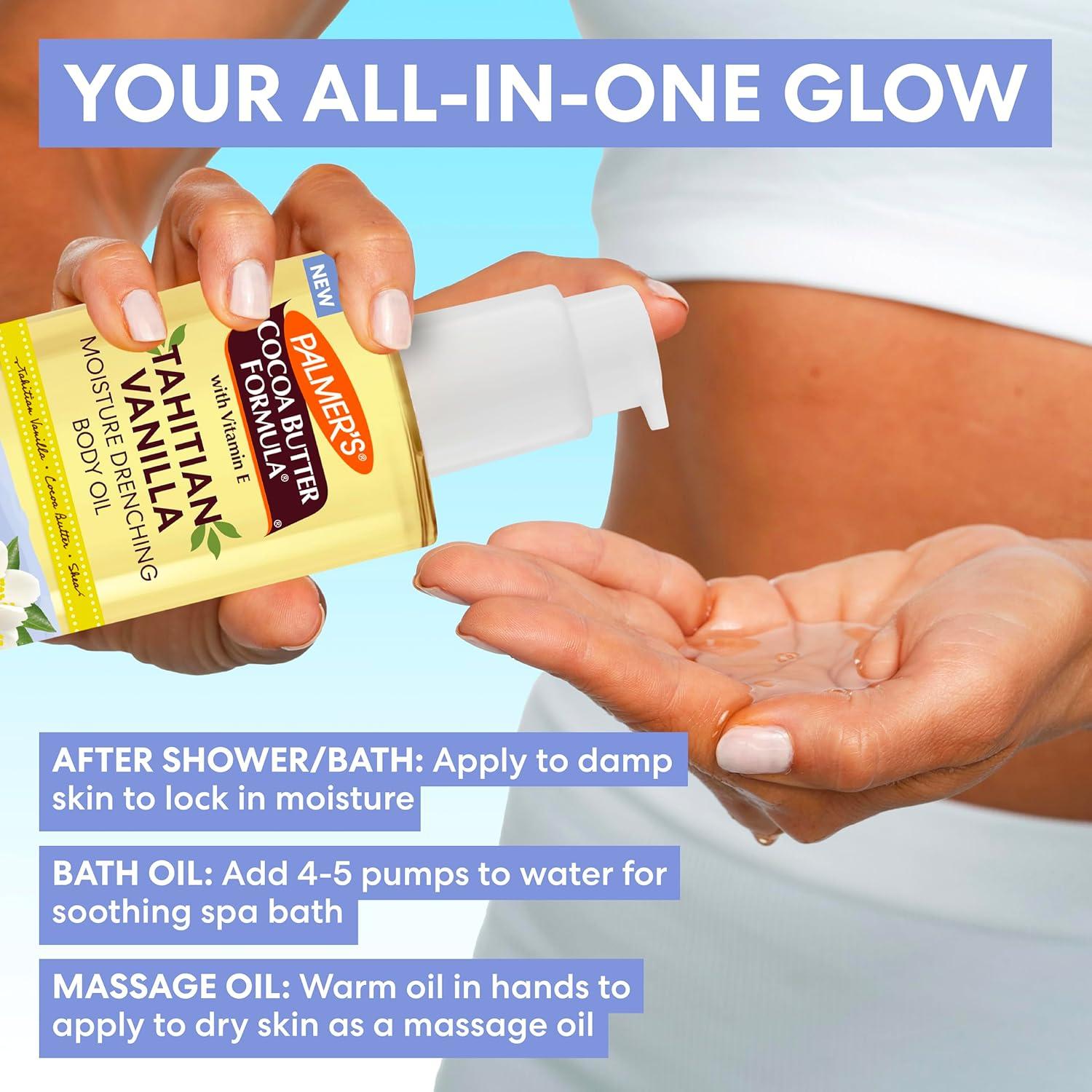 Palmer’s Cocoa Butter Formula Body Oil, Moisture Drenching Tahitian Vanilla, 6.5 Oz, 72Hr Hydration with Shea Butter & Vitamin E for Softer Skin, Protects & Soothes Dryness, Dermatologist Approved - view 6