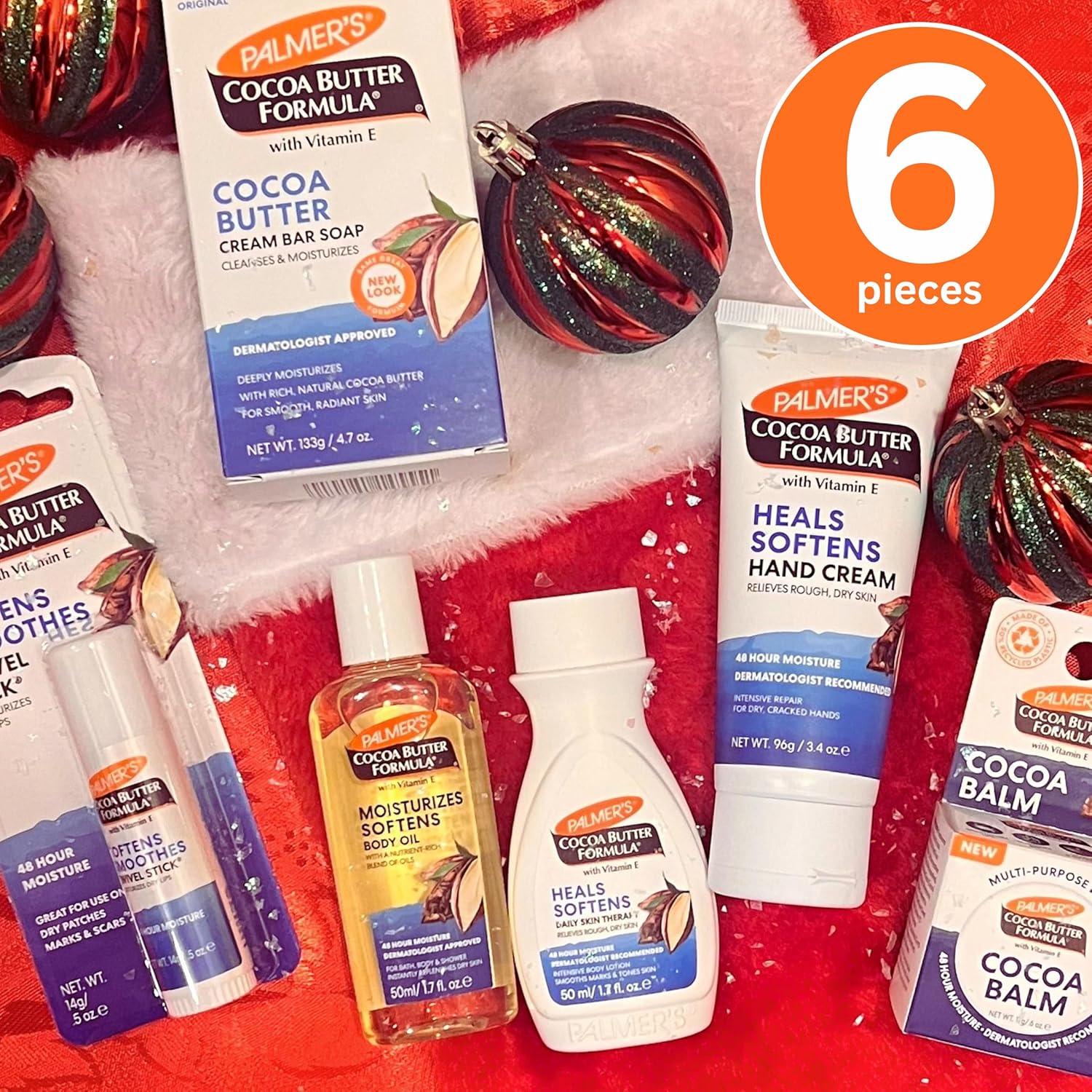 Palmer’s Cocoa Butter Formula Mini Stocking Stuffers (6 Piece) – Moisturizing Body Oil, Intensive Body Lotion, Cocoa Balm, Swivel Stick Lip Balm, Bar Soap, Hand Cream, Skin Care for Dry Skin - view 3