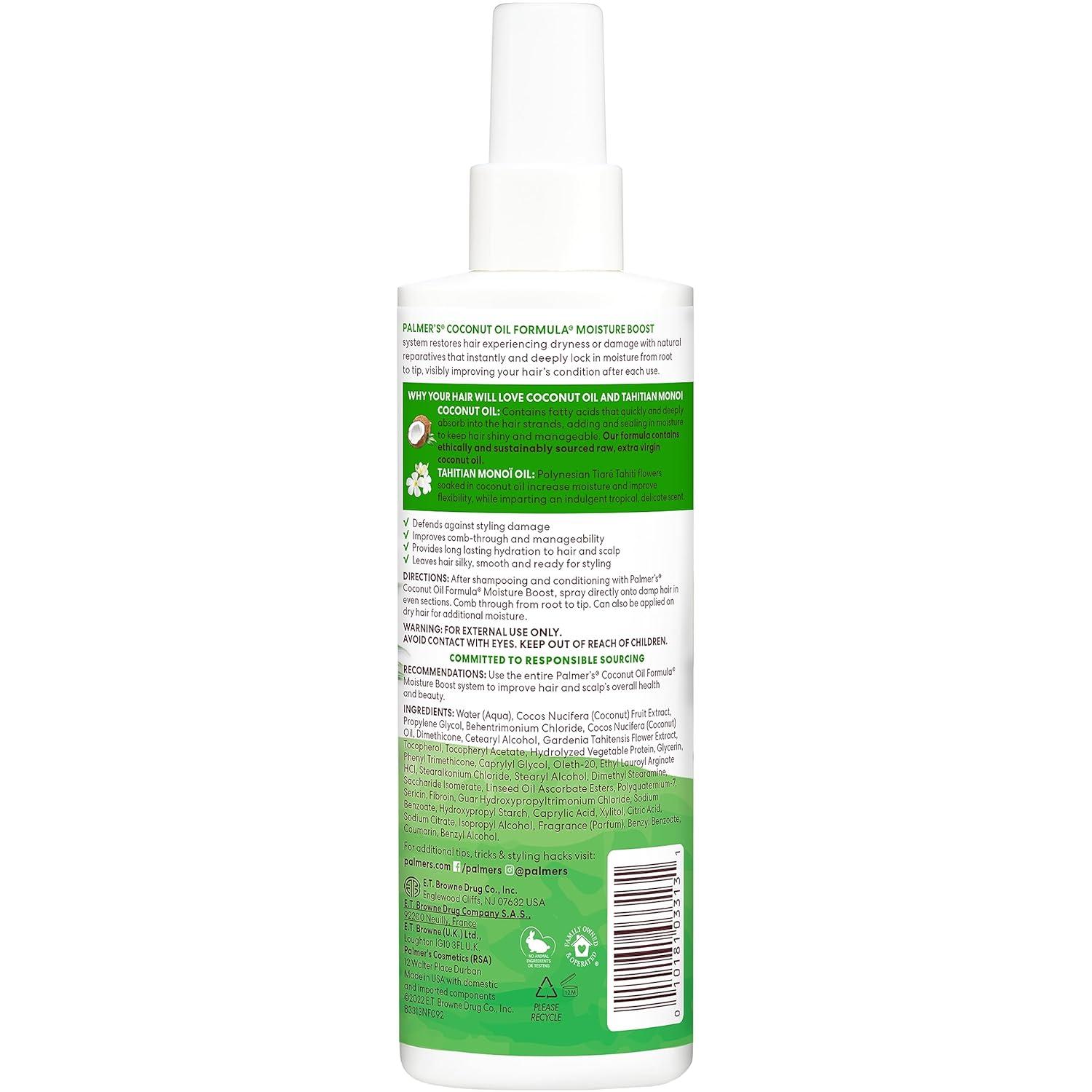 Palmer’s Coconut Oil Formula Moisture Boost Leave-In Conditioner Spray, Instantly Detangle, Hydrate and Strengthen Textured and Curly Hair, 8.5 Ounce(Leave In conditioner) - view 3