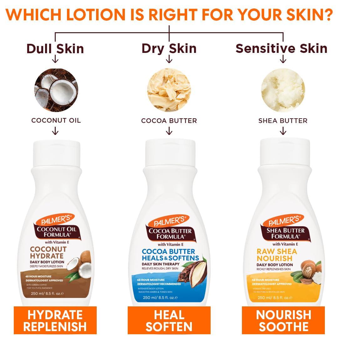 Palmer’s Body Lotion for Women & Men Variety Pack, Vitamin E Lotion Set for Dry Skin, 48 Hour Moisturization, 8.5 oz flip cap bottles (Pack of 3) - view 6