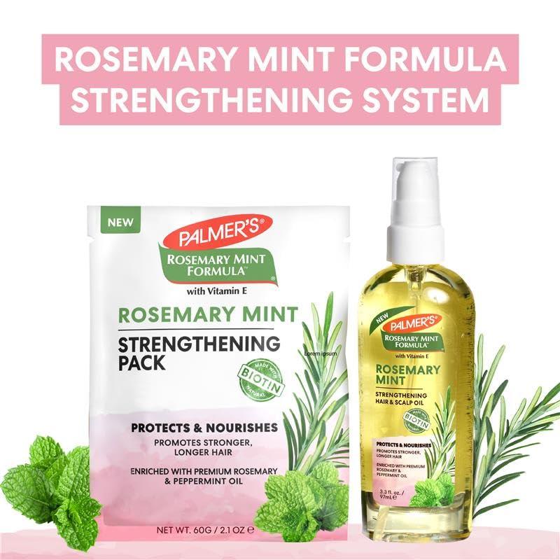 Palmer’s Rosemary Mint Formula Hair Care Bundle, Strengthening Hair & Scalp Oil (3.3 Fl. Oz) & Strengthening Mask (2.1 Oz), Helps Stimulate Growth, Hydrating & Protecting, Anti-Breakage, Adds Shine - view 2