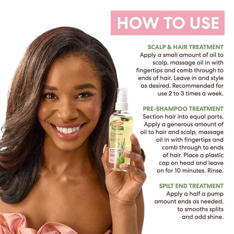 Palmer’s Rosemary Mint Formula Hair Care Bundle, Strengthening Hair & Scalp Oil (3.3 Fl. Oz) & Strengthening Mask (2.1 Oz), Helps Stimulate Growth, Hydrating & Protecting, Anti-Breakage, Adds Shine - view 6