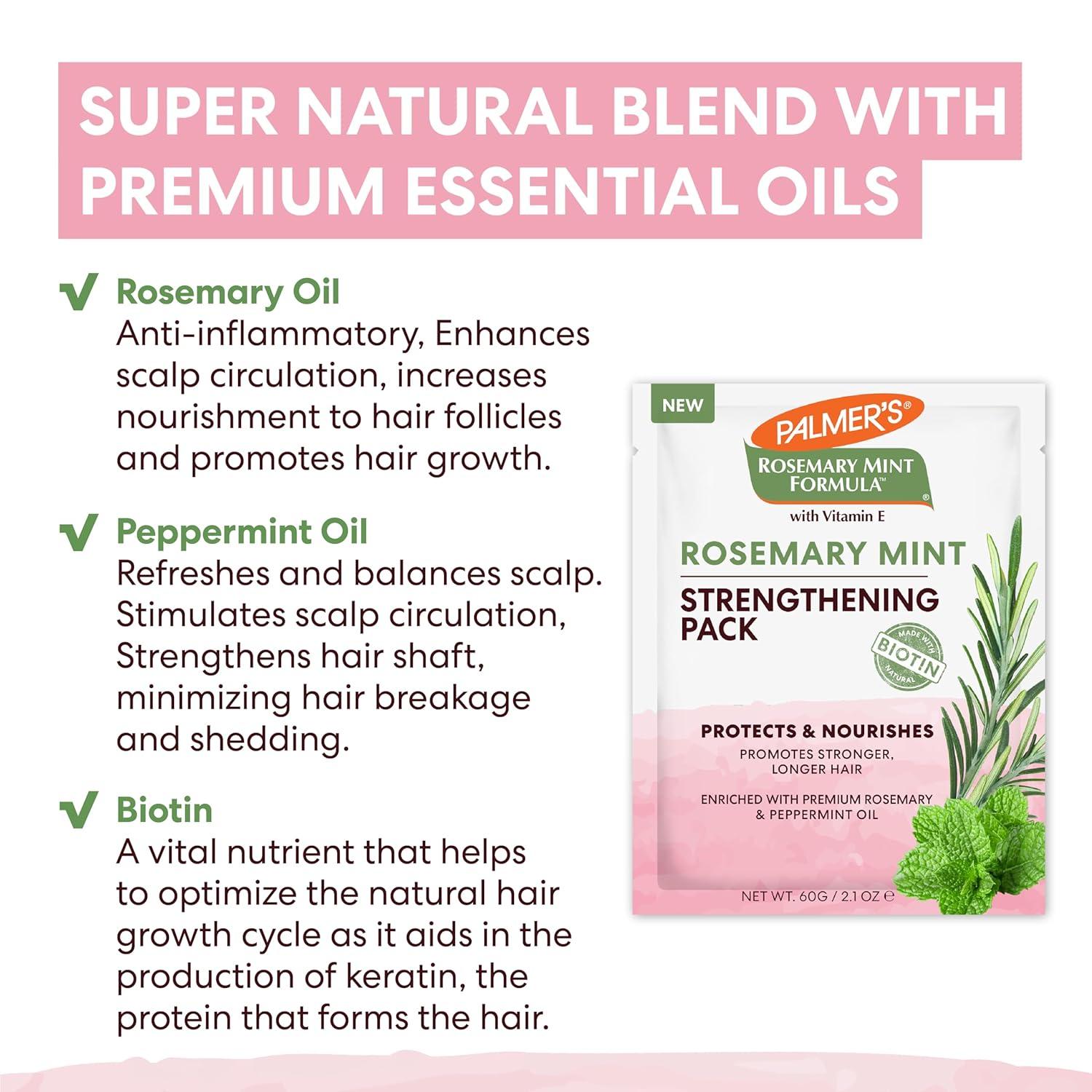 Palmer’s Rosemary Mint Formula Hair Care Bundle, Strengthening Hair & Scalp Oil (3.3 Fl. Oz) & Strengthening Mask (2.1 Oz), Helps Stimulate Growth, Hydrating & Protecting, Anti-Breakage, Adds Shine - view 7