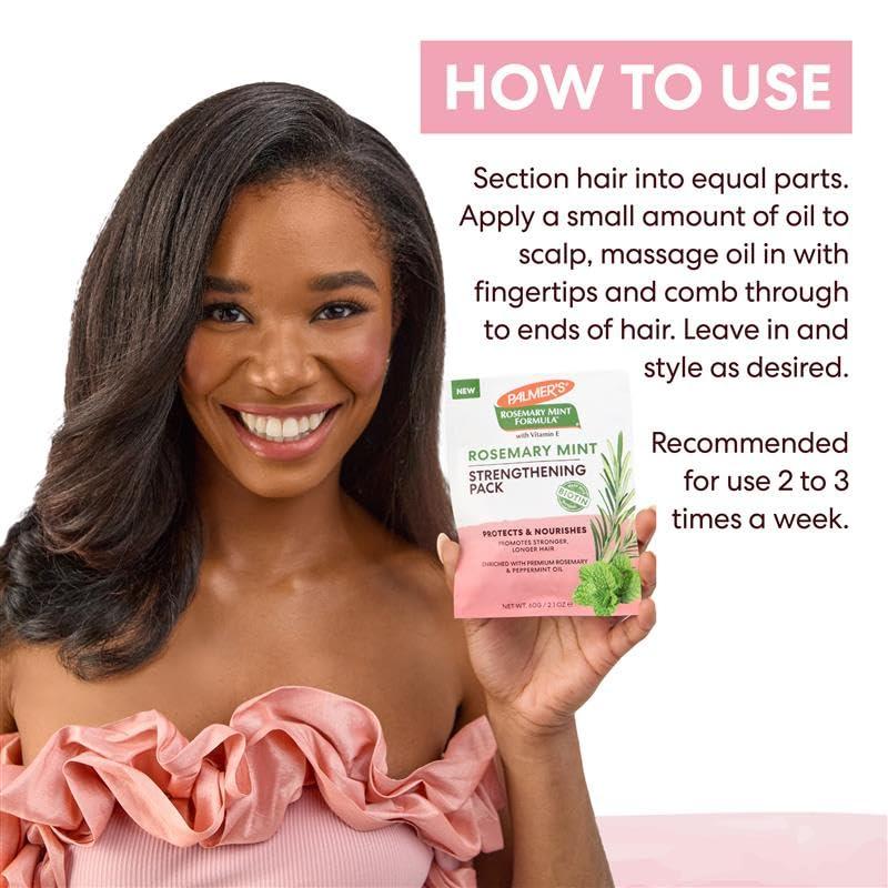 Palmer’s Rosemary Mint Formula Hair Care Bundle, Strengthening Hair & Scalp Oil (3.3 Fl. Oz) & Strengthening Mask (2.1 Oz), Helps Stimulate Growth, Hydrating & Protecting, Anti-Breakage, Adds Shine - view 8