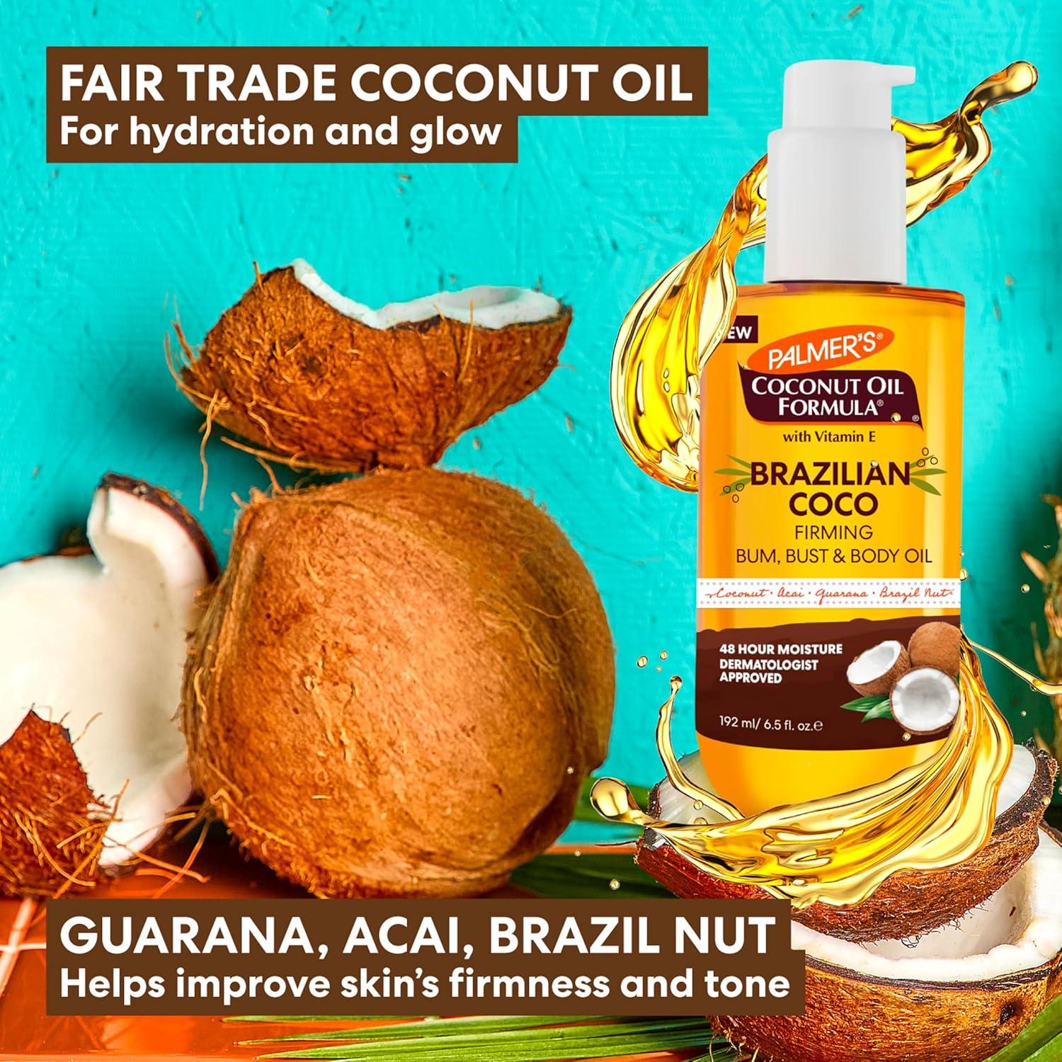 Palmer’s Coconut Oil Formula Brazilian Coco Firming Body Oil with Vitamin E, 6.5 Fl Oz, Helps with Skin Tightening & Firming of Bum, Bust & Belly, Provides 48Hr Moisture, Dermatologist Approved - view 6