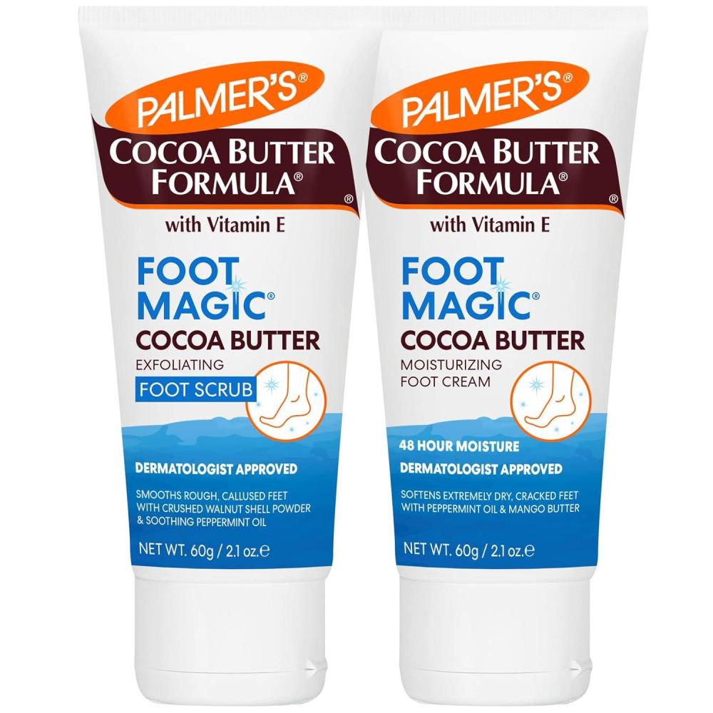 Palmer’s Cocoa Butter Formula Foot Magic Bundle, Exfoliating Foot Scrub and Moisturizing Foot Cream for Dry, Cracked Heels (2 x 2.1 oz Tubes) - view 2