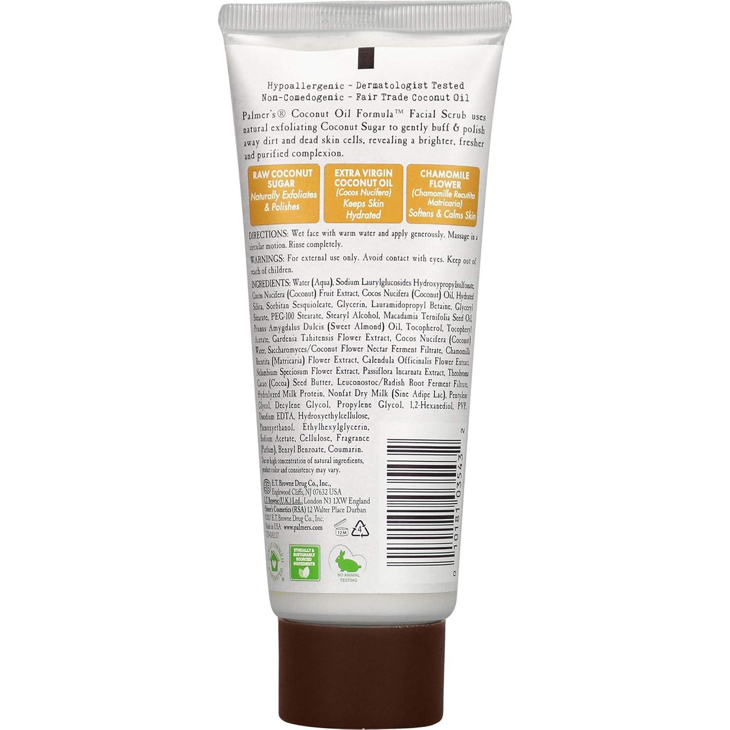 Palmer’s Coconut Oil Formula Coconut Sugar Facial Scrub Exfoliator, Face Scrub to Gently Exfoliate Away Dirt and Dead Skin Cells with Chamomile to Soften & Calm, 3.17 Ounces (Pack of 1)(3.17 Ounce (Pack of 1)) - view 3