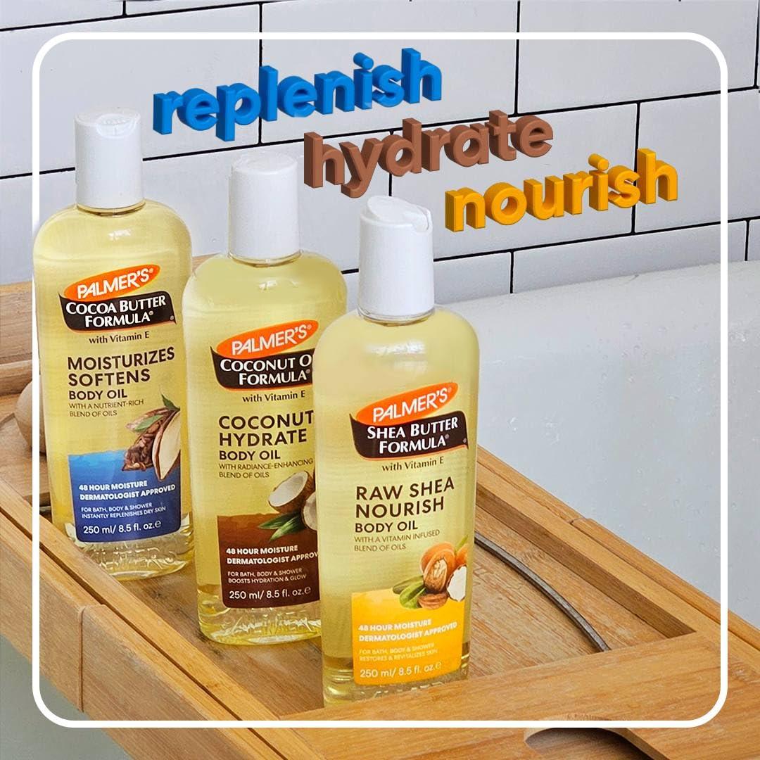 Palmer’s Body Oil Variety Pack, Cocoa Butter, Coconut, and Shea, Dermatologist Approved, Instant Absorption, Bath, Body & Shower, 3 Pack (8.5 oz x 3) - view 5